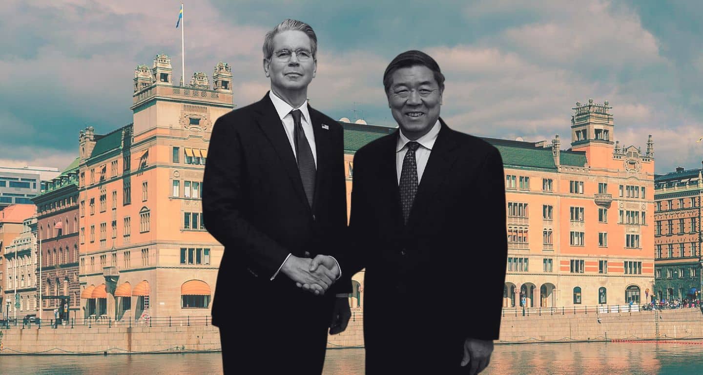 Las delegaciones china y estadounidense se reúnen en Estocolmo. [Fotos: Arild Vågen; US Department of Treasury/Wikimedia Commons]