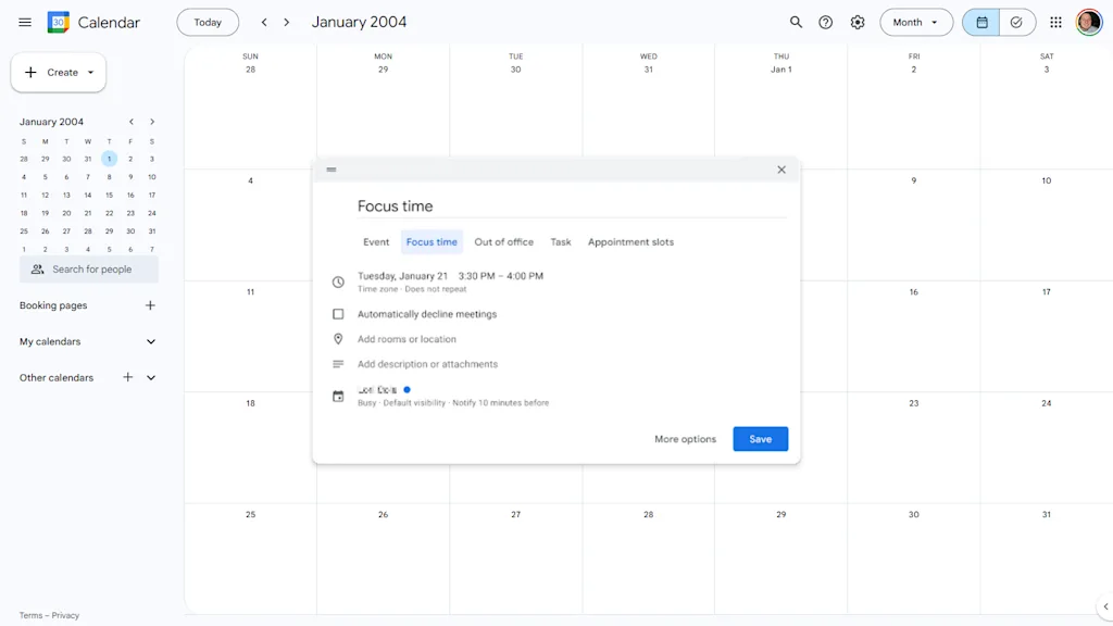 focus time Google Calendar Fast Company México Cortesía