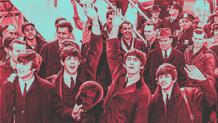 Los Beatles llegando al Aeropuerto Internacional JFK, 1964. [Fuente de la foto: Biblioteca del Congreso]