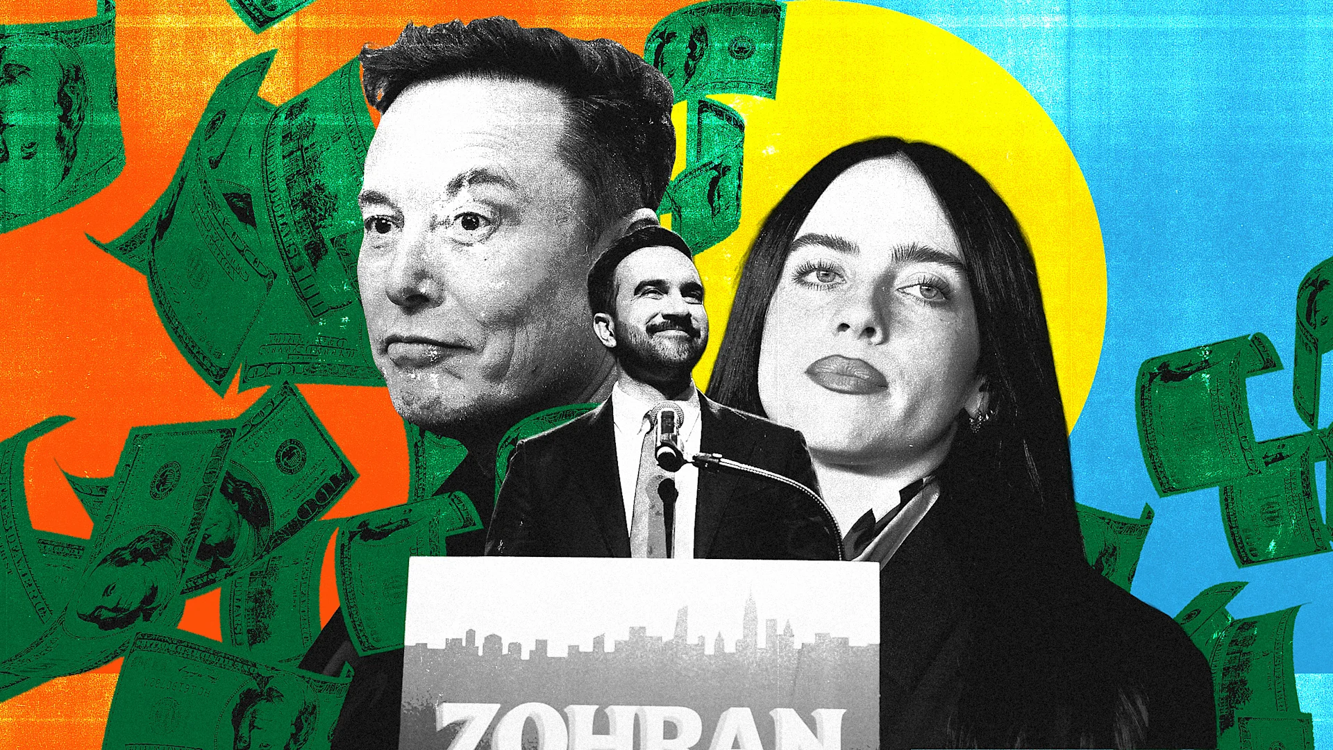 [Fotos: Andrew Harnik/Getty Images (Musk), Barry Williams/New York Daily News/Tribune News Service/Getty Images (Mamdani), Angela Weiss/AFP/Getty Images (Eilish), alexsl/iStock/Getty Images Plus]