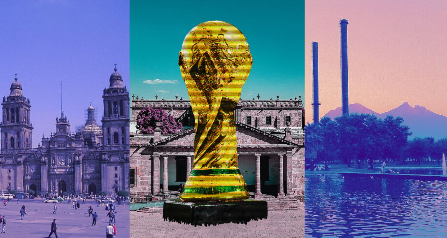 El zócalo capitalino, el Hospicio Cabañas y Parque Fundidora albergarán los Fan Zones. [Imágenes: ProtoplasmaKid, Betox, schlaeger/Wikimedia Commons Freepik]