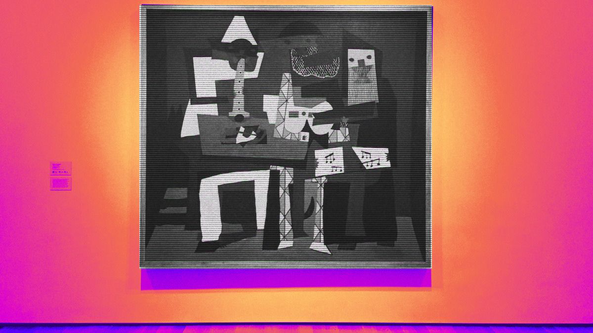 Exhibición de Los tres músicos de Pablo Picasso [Fotografía original: Lenny21/Pixabay]