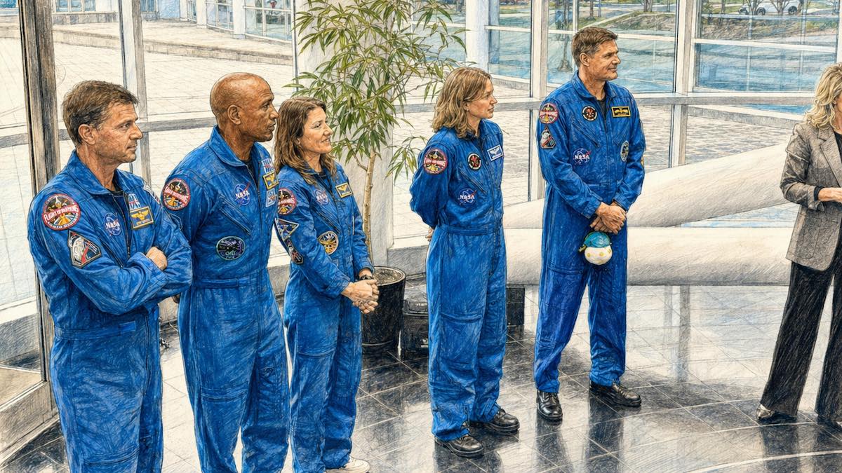 Reid Wiseman, Victor Glover, Christina Koch, Jenni Sidey-Gibbons y Reid Wiseman [Foto Cortesía]