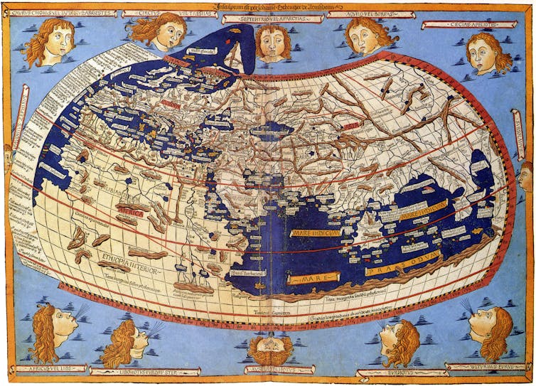 Mapa del mundo conocido de Ptolomeo.
